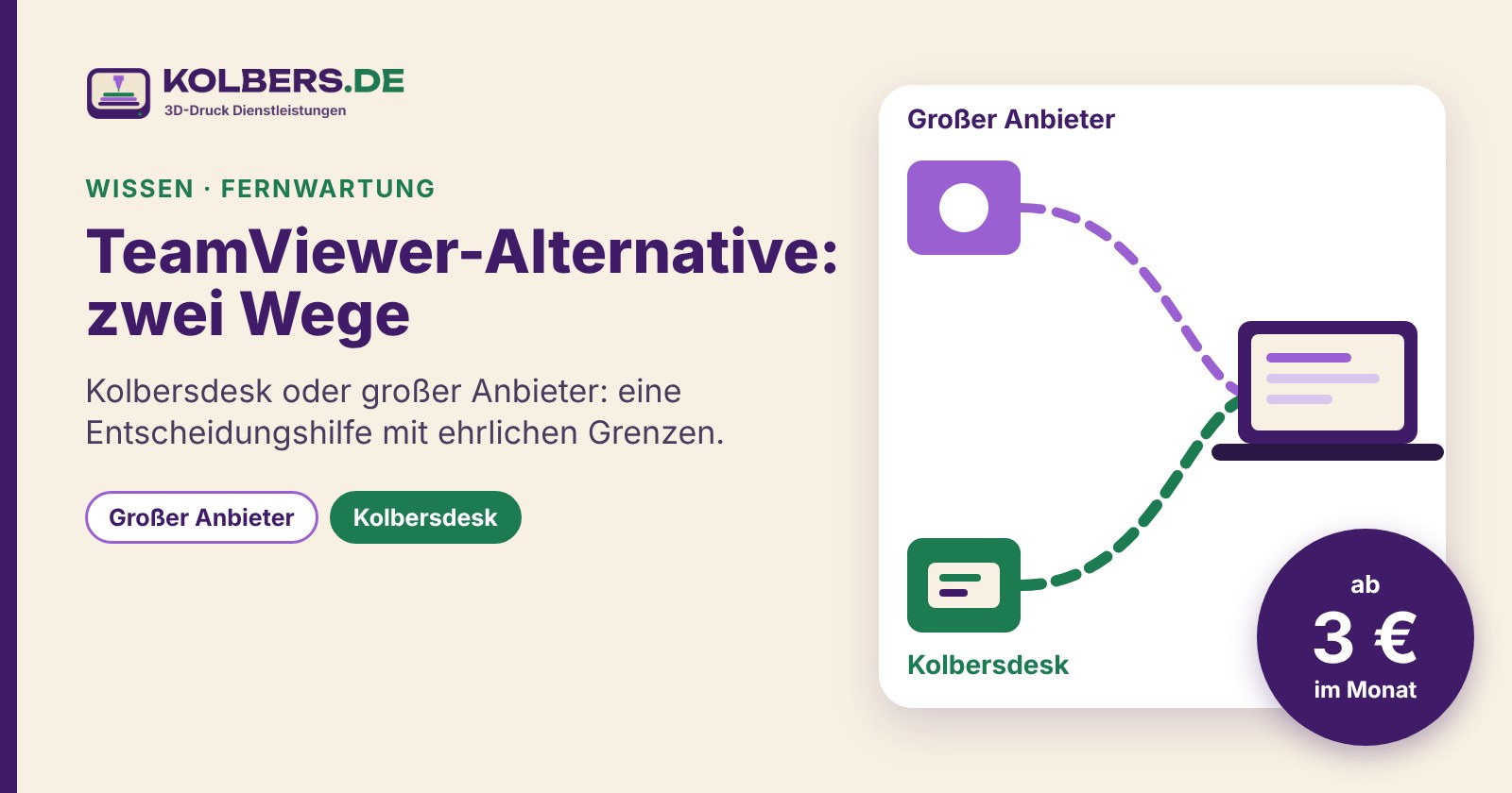 TeamViewer-Alternative: Kolbersdesk oder bei einem großen Anbieter bleiben