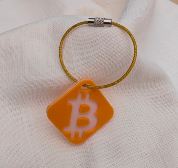 Bitcoin Schlüsselanhänger Logo, quadratisch